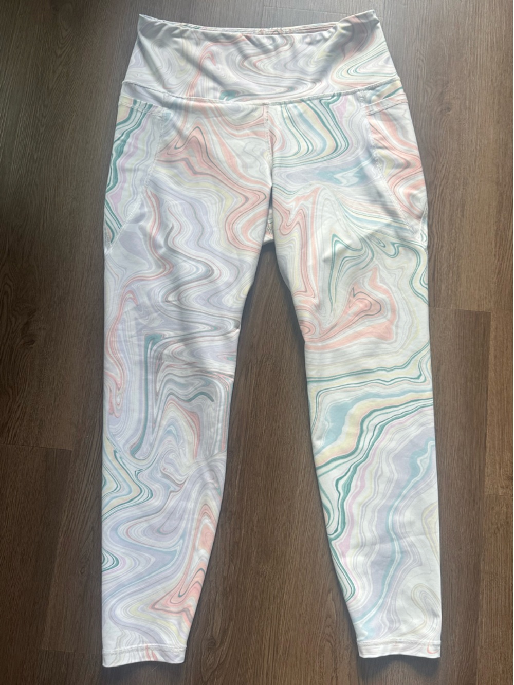 Old Navy Active Marble Pastel Rainbow Swirl Powersoft High Rise Leggings